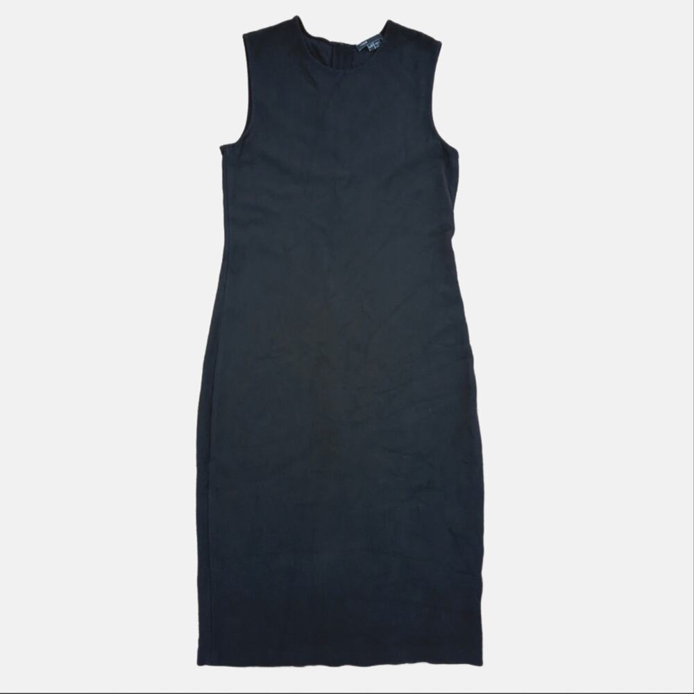 Vince Sleeveless Charcoal Gray Ribbed Knit Business Casual Sheath Dress